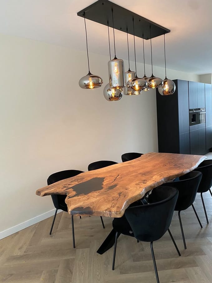 Mbc-Light - Hanglamp 7 lichts Smoke MIXED Bulbs - smoke glas - Bulbs - 120 x 40cm - zwart ophangplaat