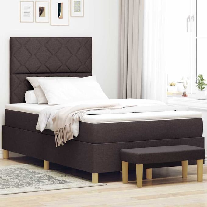 vidaXL - Boxspring - bed - met - hoofdeinde - Donkerbruin - 190 - x - 120 - cm - Stof