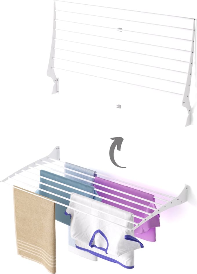 Foxydry Fold 100 white wasdroogrek wandmontage clicksysteem - 100 x 50 x 10 cm