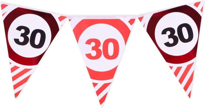 Vlaggenlijn ''30'' - 30 jaar - Slinger - 4 het moment! - 3 meter