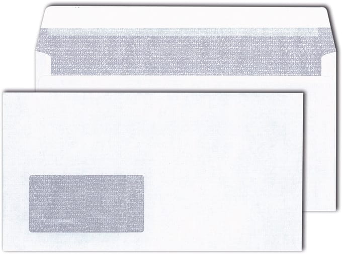 MAILmedia envelop 125 x 235 mm, wit, zelfkl., venster li. 45x90 mm, 500 st