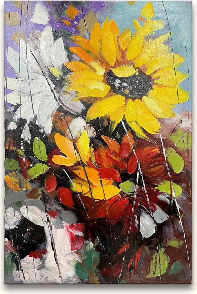 Handgeschilderd schilderij Olieverf op Canvas - Bloemen uit Lissabon