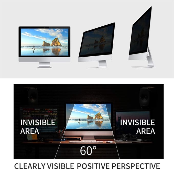 Famanu – 22" Computer Privacy Schermfilter - Desktop Monitor Privacy Screen Protector - UV & Blauwlichtfilter (22 inch 16:10)