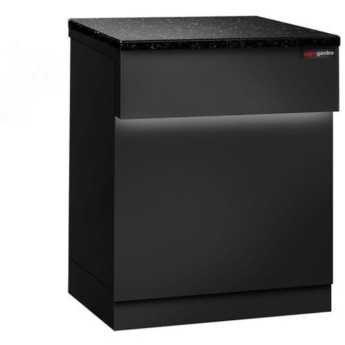 GGM Gastro Kassentisch TORONTO - 600mm - schwarze Front - schwarze Granit-Arbeitsplatte