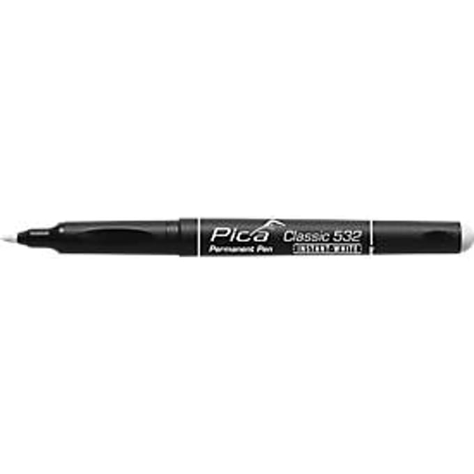 Permanent marker Pica Classic 532, wit, ronde punt 1-2 mm, watervast, geurvrij, 10 stuks