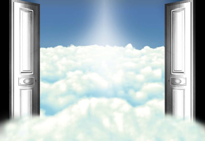 Fotobehang Sky Clouds Doors | XL - 208cm x 146cm | 130g/m2 Vlies