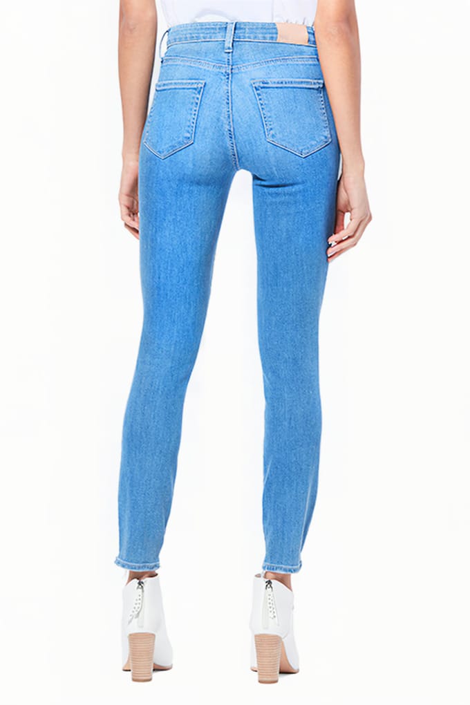 PAIGE Hoxton Ankle Glacial Destructed Eroded Hem Maat: W23 | Slim Jeans Outlet | Dames | Blauw
