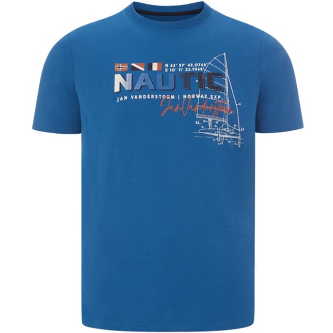 Jan Vanderstorm herren T-Shirt - 80/82 - blauw - Plus Size