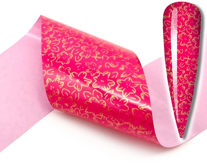 Frezarkowo - Transferfolie - Bloemen - 10x4cm - Roze en Goud