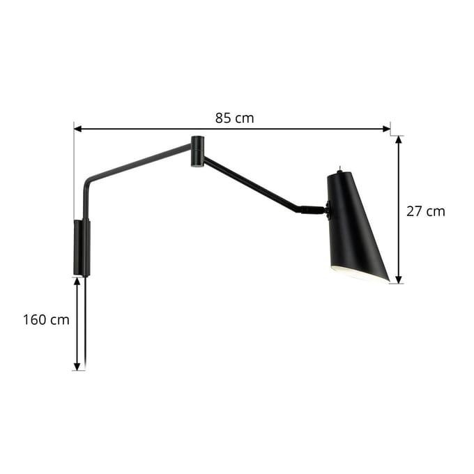 Dyberg Larsen Noa wandlamp met scharnier, zwart