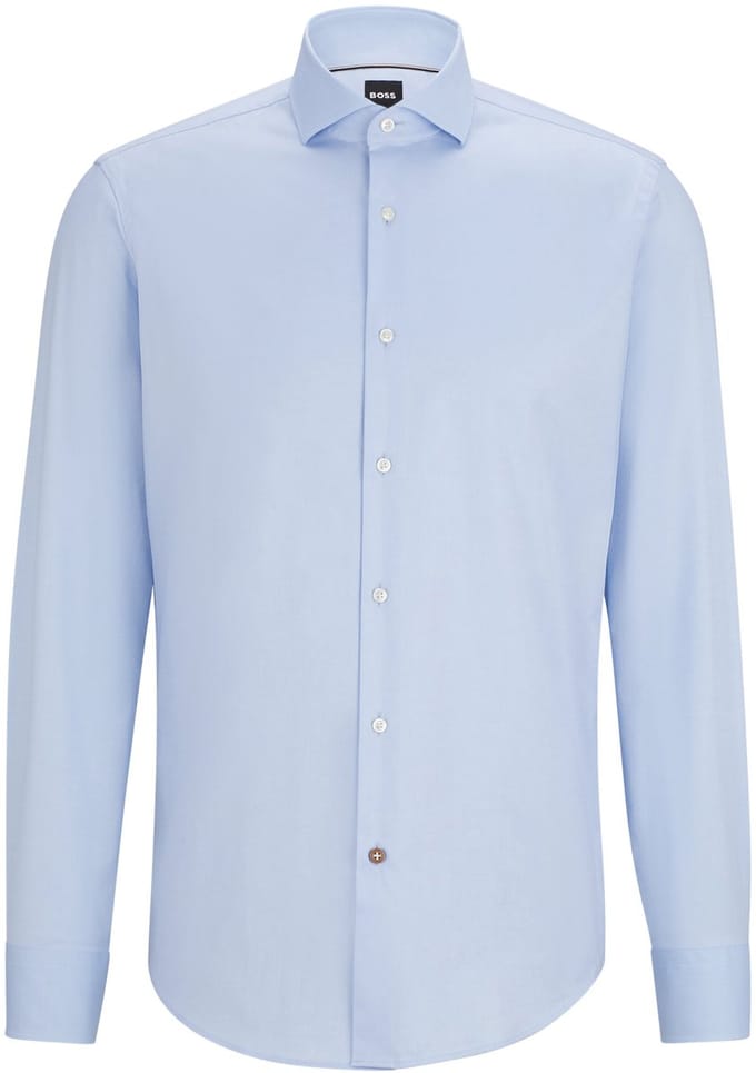 BOSS Joe regular fit overhemd - structuur - blauw gestreept - Strijkvriendelijk - Boordmaat: 46
