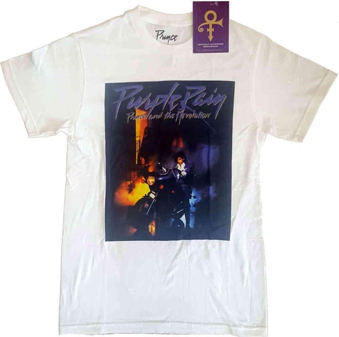 Prince - Purple Rain Square Heren T-shirt - L - Wit
