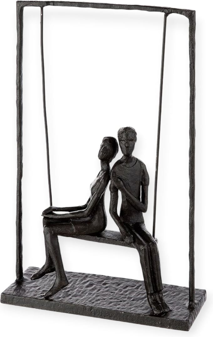 Gilde handwerk - Sculptuur - Beeld - Samen op een schommel - Metaal - Zwart