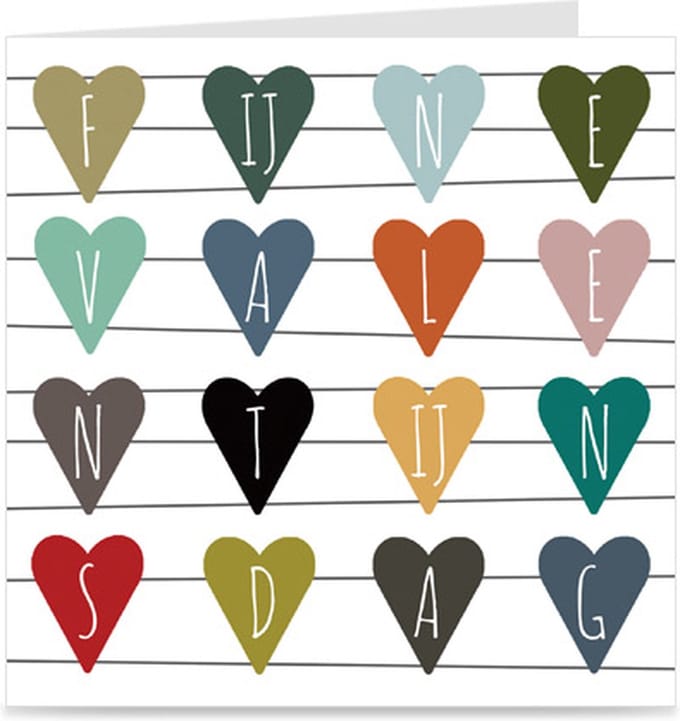 FIJNE VALENTIJNSDAG | kaart met hartjes / wenskaart met envelop