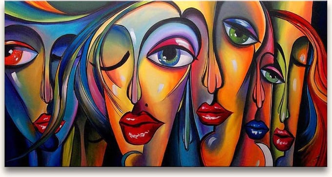 Handgeschilderd schilderij Olieverf op Canvas - Big Eye Girls
