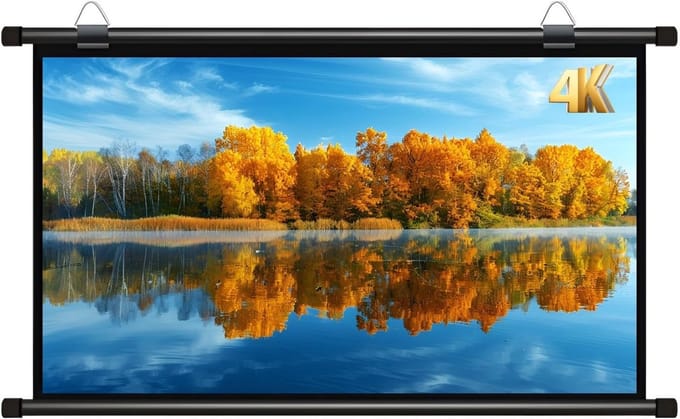 Projectiescherm - Beamerscherm - Thuisbioscoop Kantoor - Handmatig oprolbaar - 60 inch 16:9 - Wit