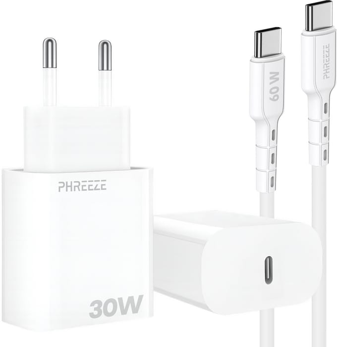 Usb C snellader met usb C kabel 30w - Usb C power adapter - Usb C naar usb C - 1m