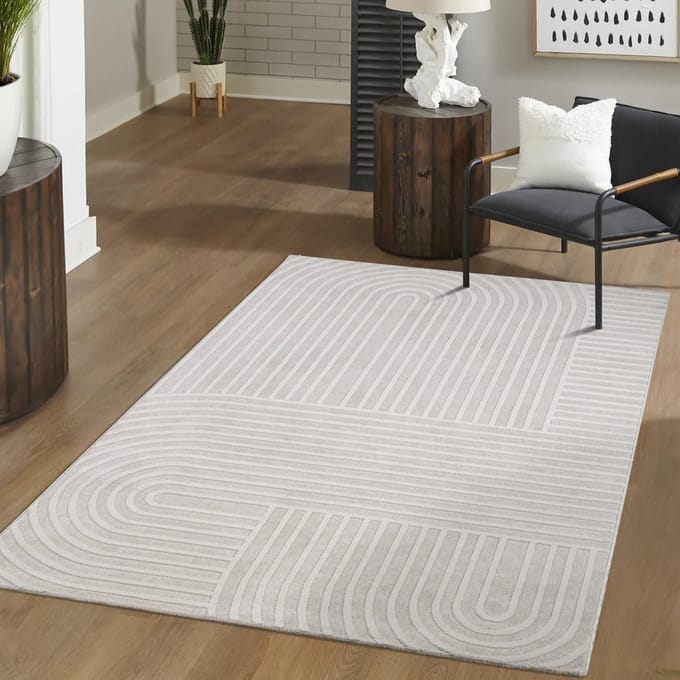 Woonkamertapijt eetkamer kortpolig Scandinavisch design boogmotief Boho 200 x 280 cm Rechthoek 200 x 280 cm Rechthoek beige