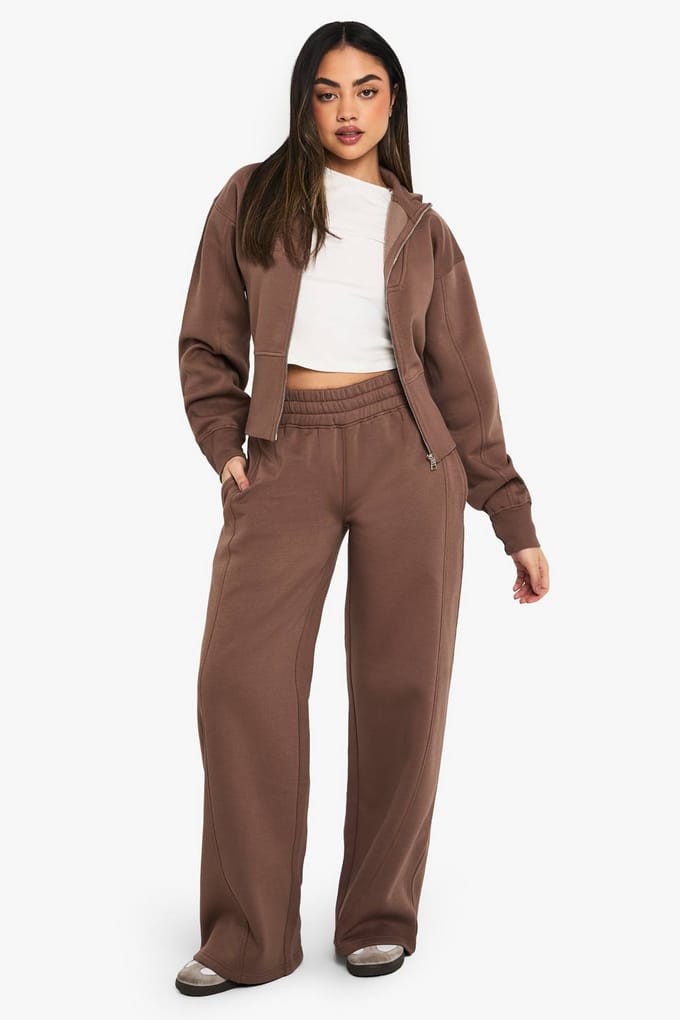 boohoo Dames Jogger met rechte pijp en naaddetails | Mocha | Maat: Medium