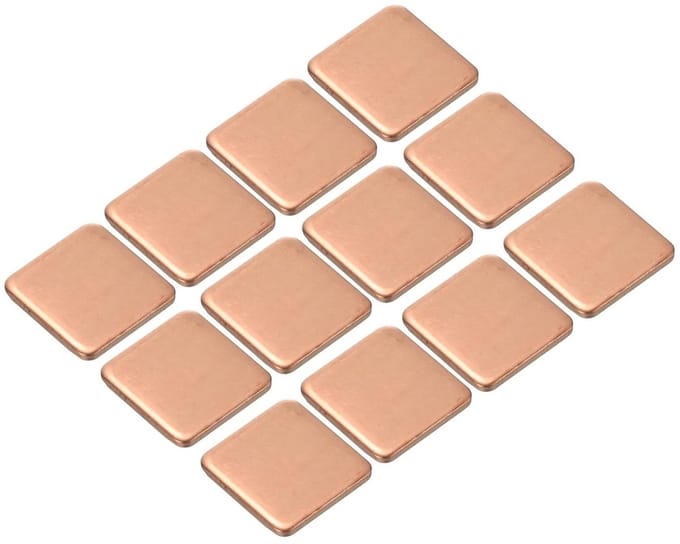 Allecto plus - Koperen Koellichaam Pads 15x15x1,5mm - Elektronische Chipkoeling - Set van 12