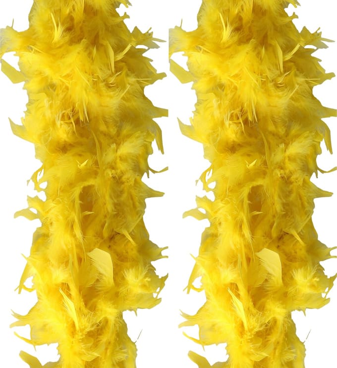 Veren Boa - 2 stuks - Carnaval verkleed accessoire - geel - 180 cm