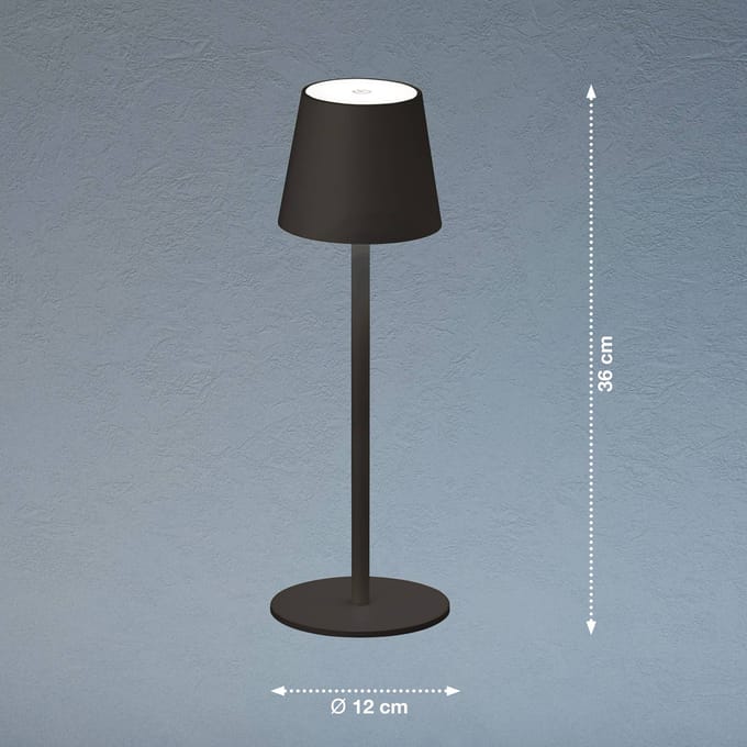 FH Lighting LED tafellamp Tropea met accu, zandzwart