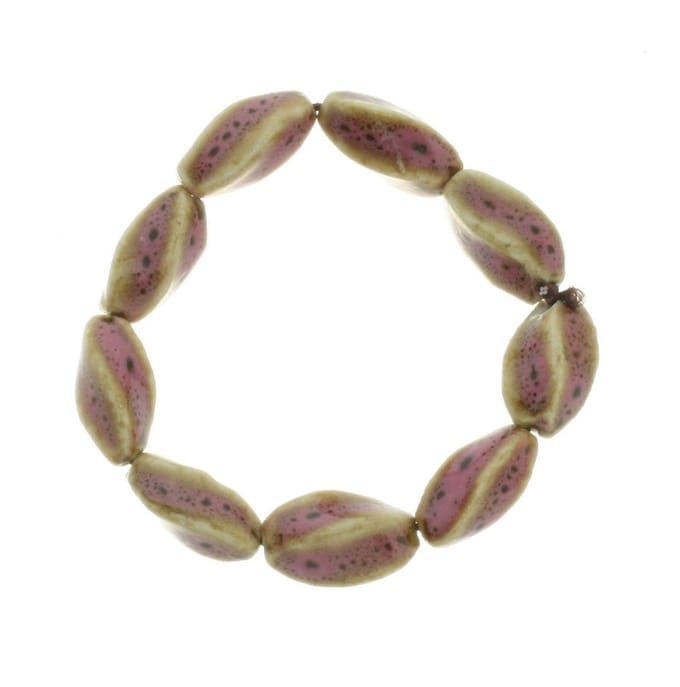 Behave - Elastische armband met keramieke kralen - retro look - 16 cm