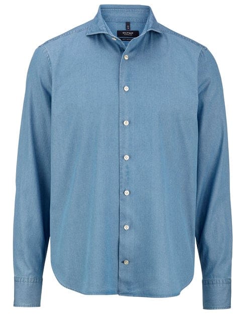 OLYMP Signature Casual Overhemd, Tailored Fit, Cutaway, Bleu