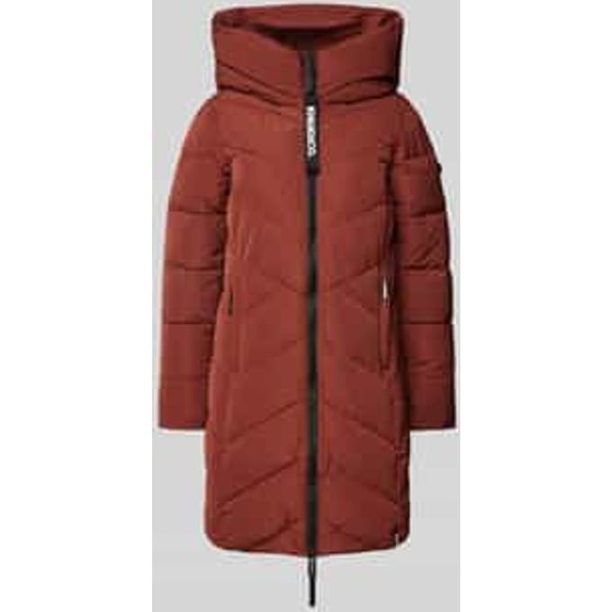 Gewatteerde lange jas met labeldetail, model 'DARKA'