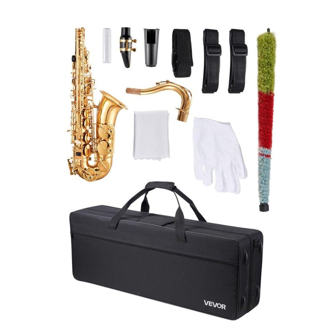 Goudmessing Tenorsaxofoon Bes Saxofoon Beginner Set met Koffer Mondstuk