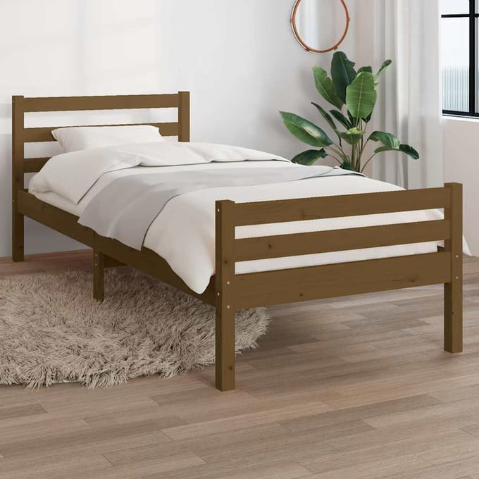 vidaXL - Bedframe - massief - hout - honingbruin - 75x190 - cm