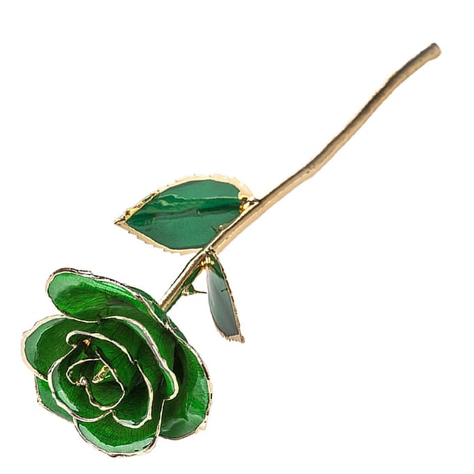 Forever Green Roos 24K Echte Kunstbloem met Blad en Basis Ambachtelijke Decoraties pink