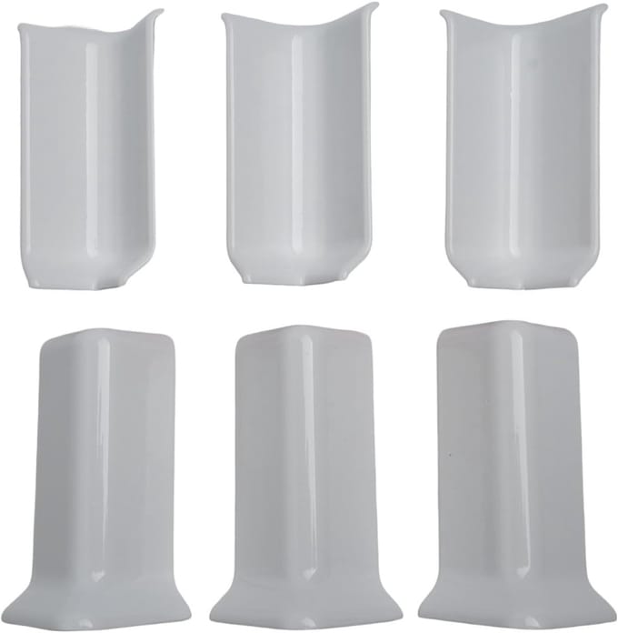 Plint Hoek Connector - Plint Afwerking Hoekstukken - Wandafwerking - Naadloze 8cm Pasvorm - 6 Stuks - Wit