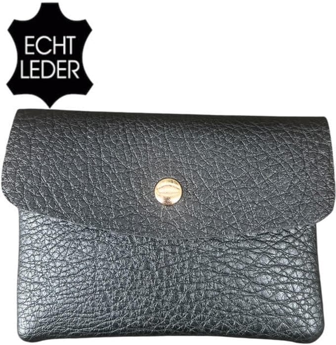 THL Design - Kleine Portemonnee Dames - Mini Portemonnee - Echt Leer - Zwart