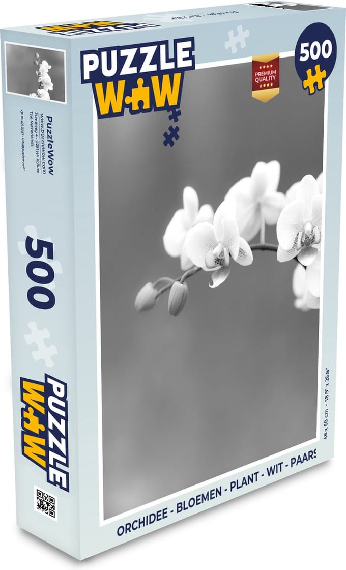 Puzzel Orchidee - Bloemen - Plant - Wit - Paars - Legpuzzel - Puzzel 500 stukjes