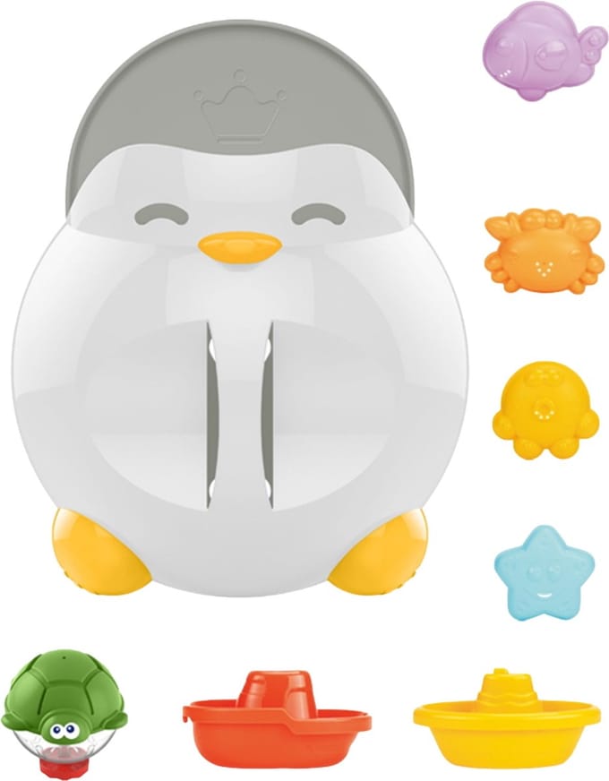 Eco Toys Penguin Badspeeltjeshouder incl. 7 Speeltjes