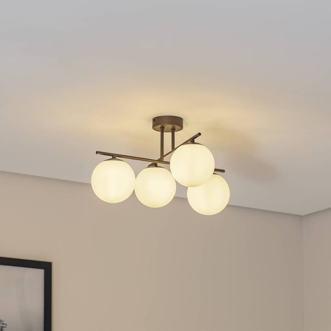 Domiluce Aurora plafondlamp, bruin, Ø 50 cm, 4-lamps, glas, E14