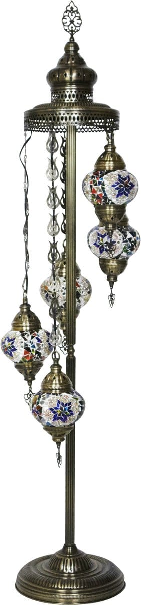 Oosterse mozaiek vloerlamp 5 bollen - Mixcolour - Hoogte 140cm