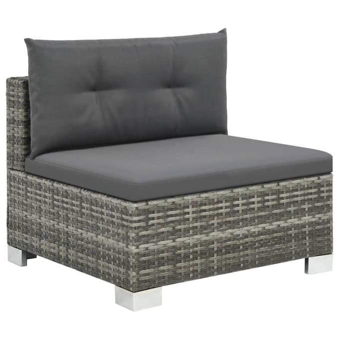 vidaXL - 10-delige - Loungeset - met - kussens - poly - rattan - grijs