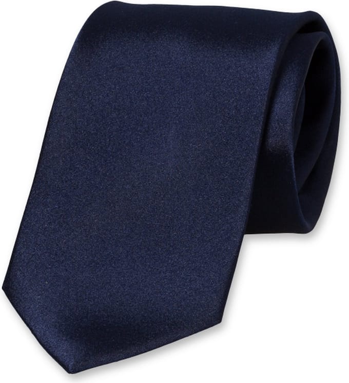 E.L. Cravatte Stropdas - Donkerblauw - 100% Satijnzijde