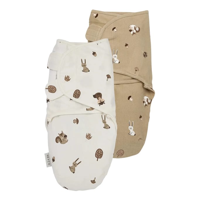 Meyco Baby Forest Animals Swaddlemeyco Inbakerdoek - Sand - 4-6 Maanden - 2-pack