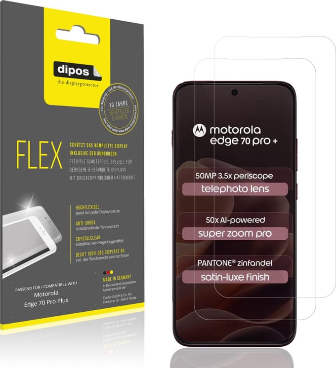 dipos – 2x Beschermfolie geschikt voor Motorola Edge 70 Pro Plus | 3D Full Cover Screenprotector | 100% Passend