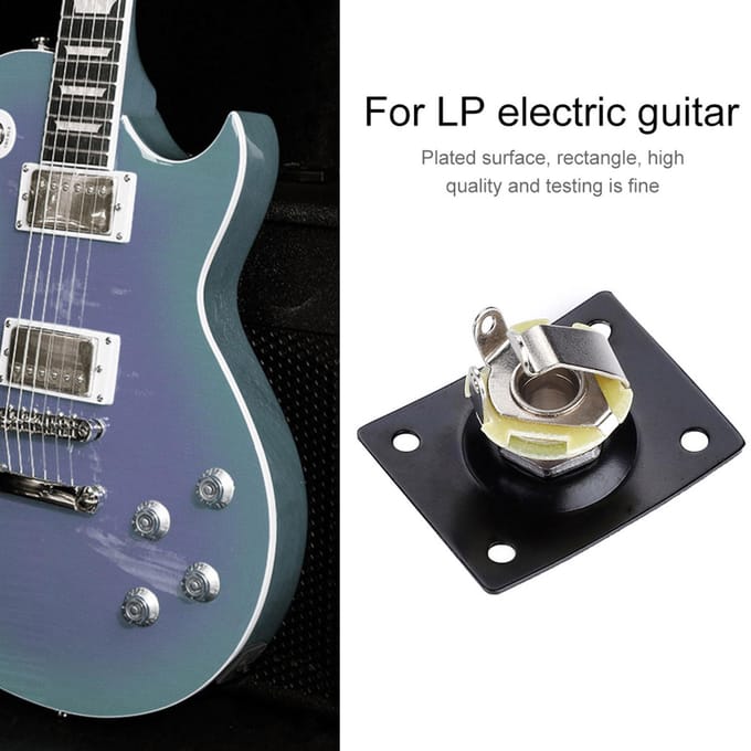 Rechthoekige Output Jack Plate Socket voor LP Stijl Elektrische Gitaar (Zwart) black