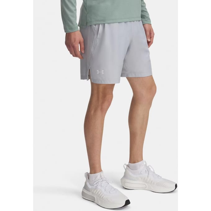 Under Armour UA LAUNCH 7'' SHORTS-GRY Heren Sportbroek - Mod Grijs / Wit / Reflective