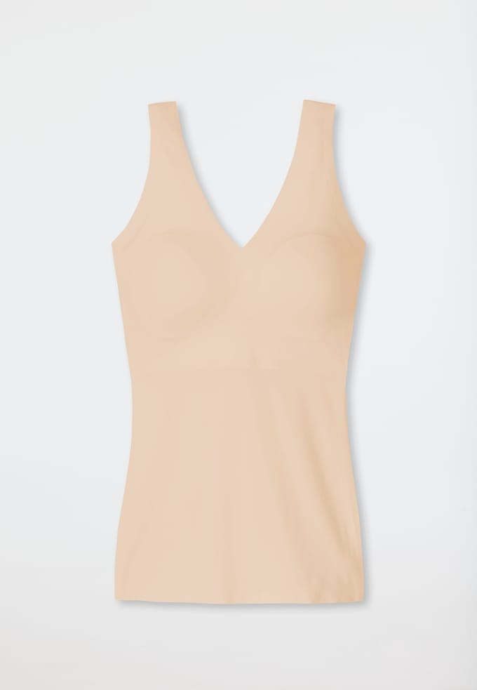 Schiesser Invisible Soft Top - uitneembare pads - naadloos - Dames - Onderhemd zand