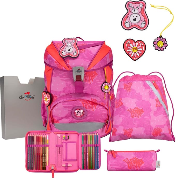 DerDieDas Schooltas ErgoFlex Schulranzenset 5-delig Roses Paars