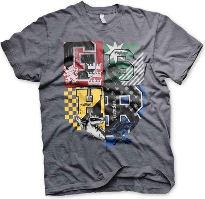 Harry Potter Heren Tshirt -S- Dorm Crest Grijs