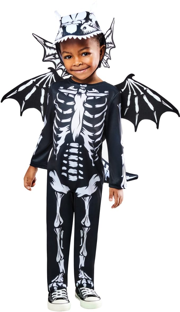 Skeleton Dragon Kinderkostuum - Rubies - Maat 2-3 Jaar