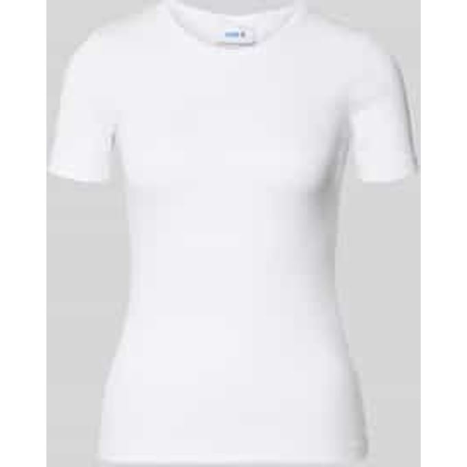 T-shirt met geribde ronde hals, model 'FRANKIE'