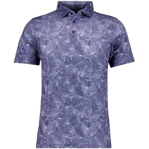 Ragman Polo Soft Knit Subtle Abstract Leaves Night Blue / male